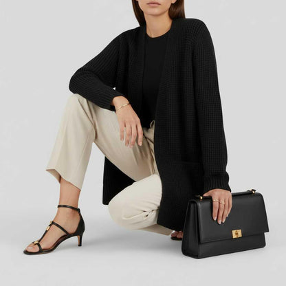 Cozy Black Long Cardigan | Women's Cardigan Sweater