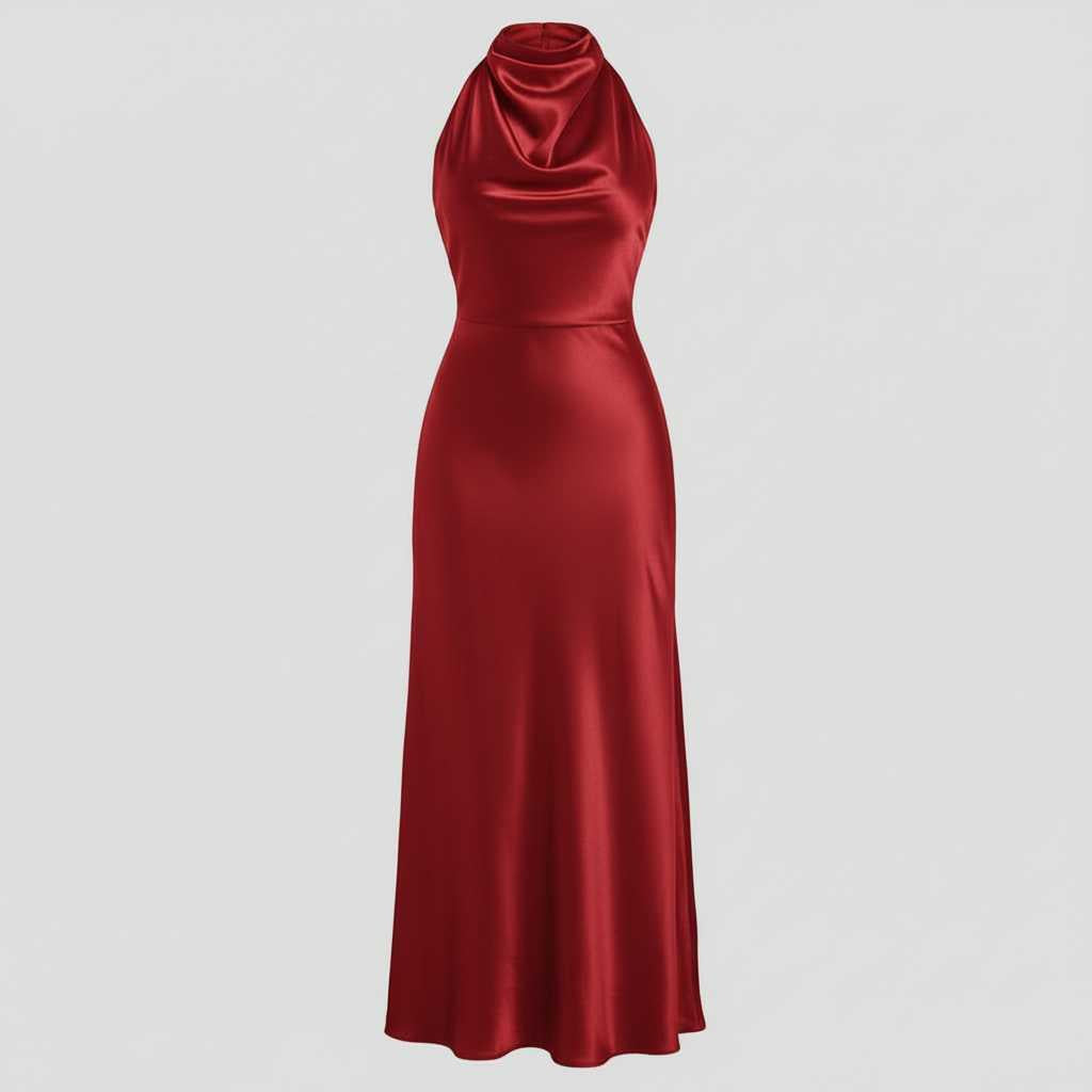 Halter Evening Dress | Women's Cocktail Midi Dress
