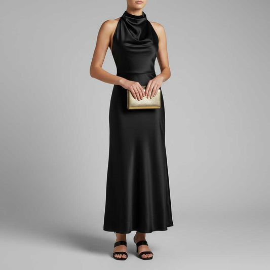 Halter Evening Dress | Women's Cocktail Midi Dress