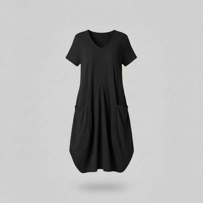 Summer Midi Dress | Loose Fitting Women's Dress with Pockets