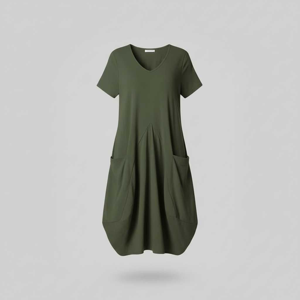 Summer Midi Dress | Loose Fitting Women's Dress with Pockets