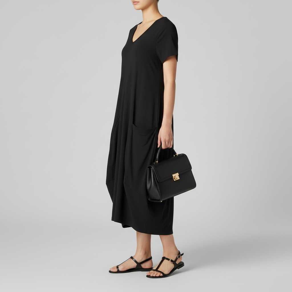 Summer Midi Dress | Loose Fitting Women's Dress with Pockets