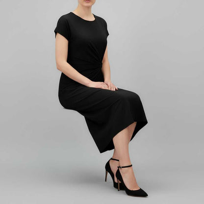 Women's Midi Formal Dress | Short Sleeve Professional Style