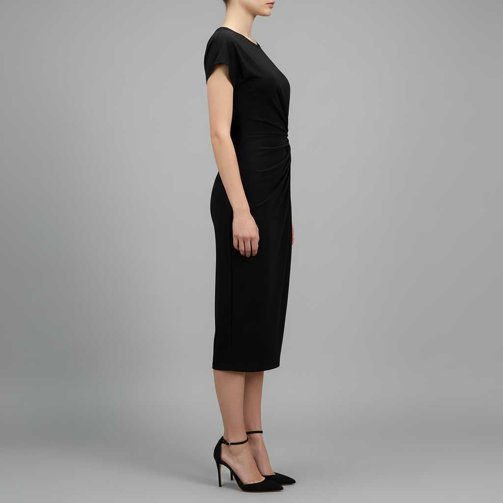 Women's Midi Formal Dress | Short Sleeve Professional Style