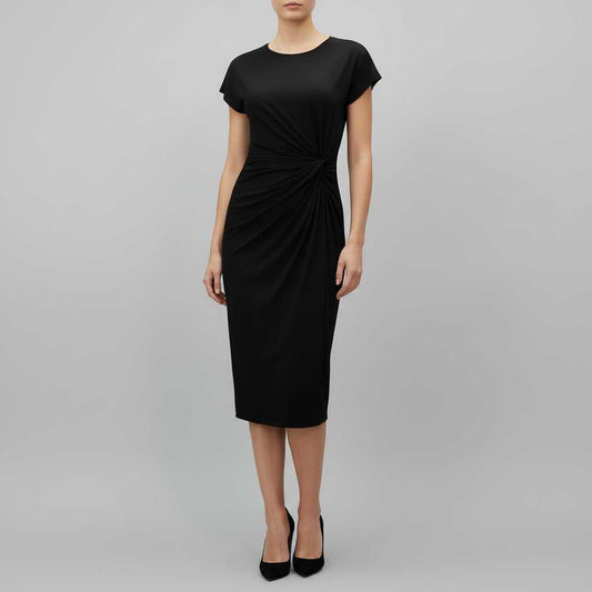 Women's Midi Formal Dress | Short Sleeve Professional Style