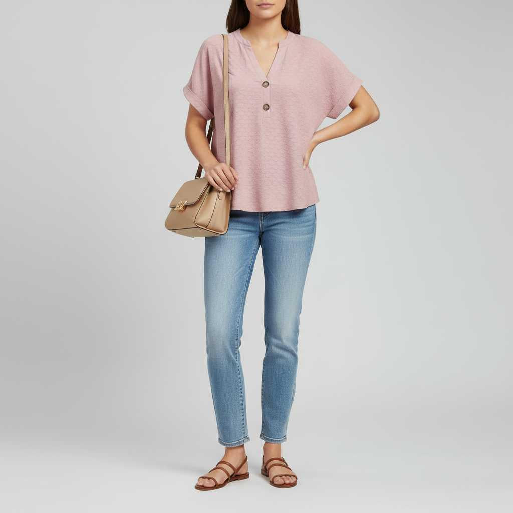 Women's V-Neck Short Sleeve Top | Casual Summer Wear