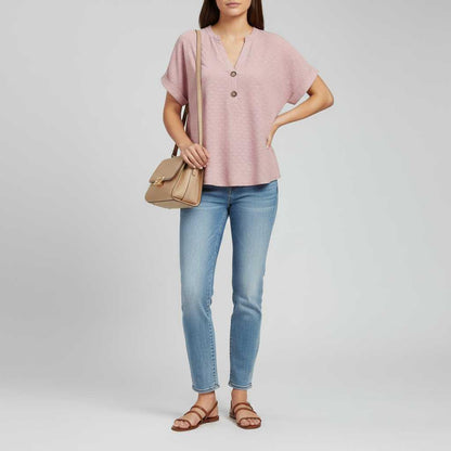 Women's V-Neck Short Sleeve Top | Casual Summer Wear